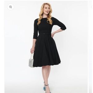 Unique Vintage Black Devon Swing Dress